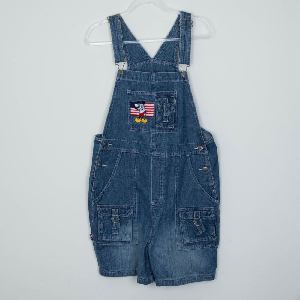 Vintage Disney Womens‎ Overalls Denim Shortalls Shorts Size L Blue Mickey Mouse
